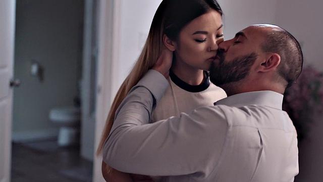 Asian pierced 21yo beauty rides hard big white cock