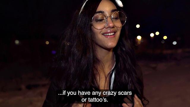 Public inked slut picked up and fucked in pussy POV