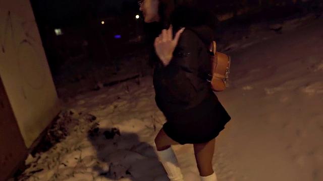 Public inked slut picked up and fucked in pussy POV