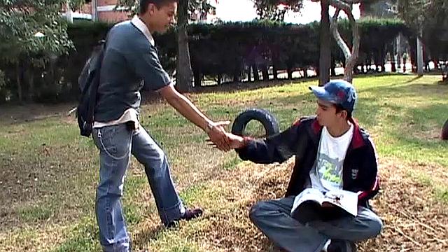 Young Walter and Xavier hook up in the park and it isn't long before the horny Latin boys decide to take it inside. There, the boys waste little time going for the cock.