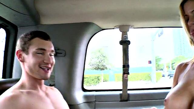Blindfolded straight gets sucked by gay in van until cumshot.