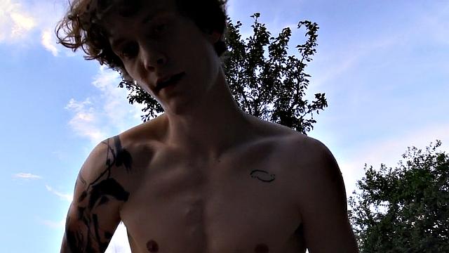 Euro tattooed stud public nailed outdoors in POV