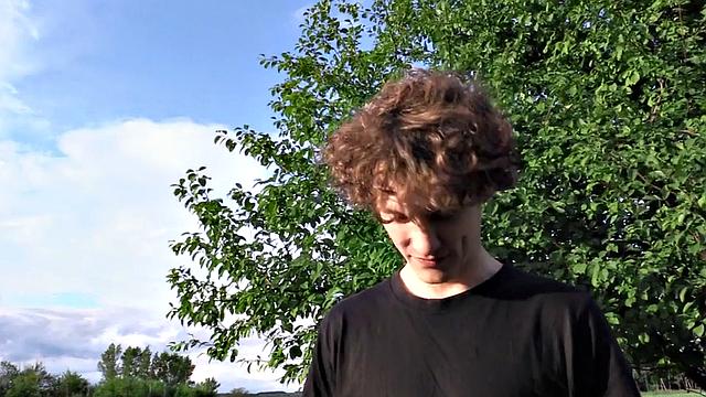 Euro tattooed stud public nailed outdoors in POV