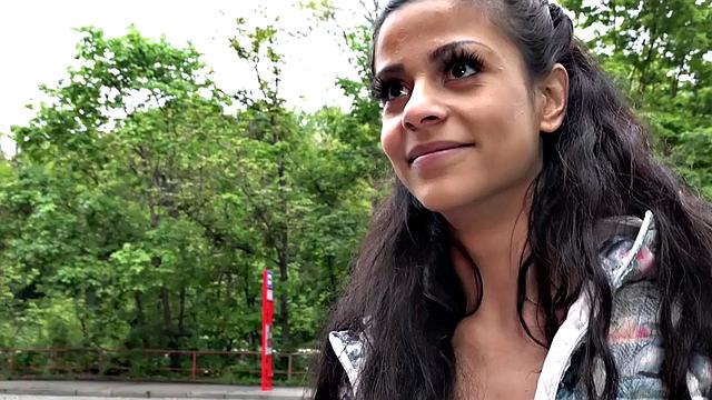 Skinny eurobabe pulled into giving head during sex