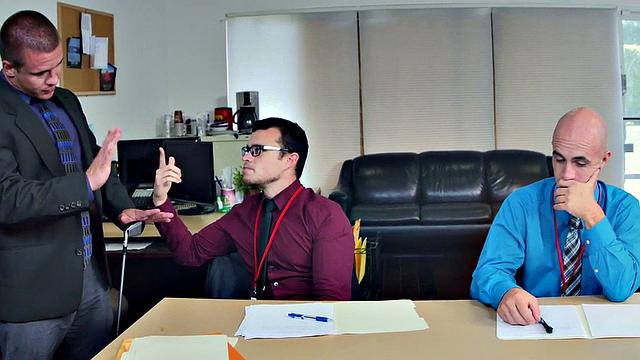 Hairyass bottomless boss enjoys a wild threesome with glasses on & in the office