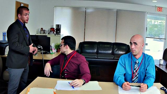 Hairyass bottomless boss enjoys a wild threesome with glasses on & in the office