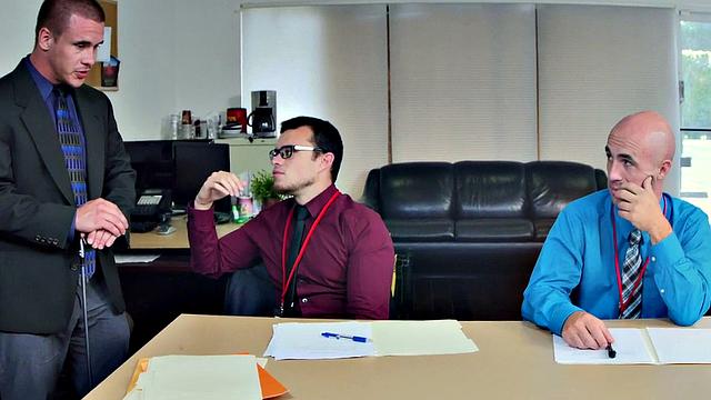 Hairyass bottomless boss enjoys a wild threesome with glasses on & in the office