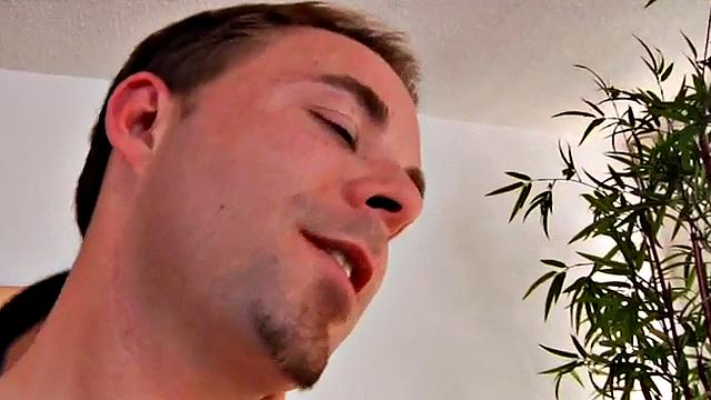 Blonde dominatrix with strapon fucks her male sub in the ass