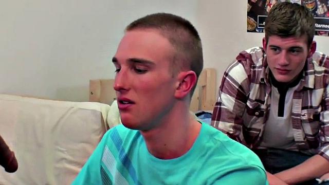 Amateur hazed stud fucked for voyeuristic frat in dorm