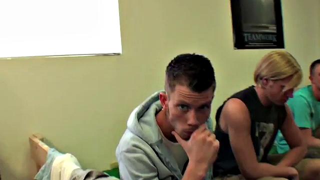 Amateur hazed stud fucked for voyeuristic frat in dorm