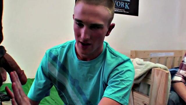 Amateur hazed stud fucked for voyeuristic frat in dorm