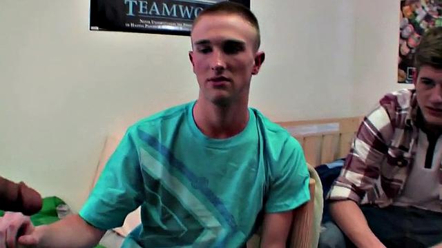 Amateur hazed stud fucked for voyeuristic frat in dorm