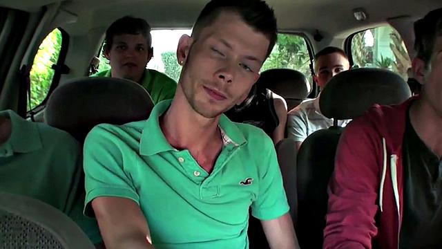 Amateur hazed stud fucked for voyeuristic frat in dorm