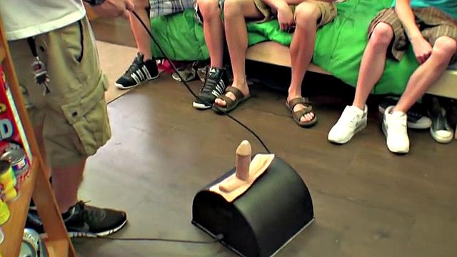 Amateur hazed stud fucked for voyeuristic frat in dorm