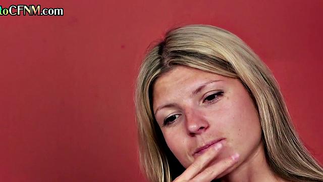 CFNM 21yo babe sucking and stroking while nILF watches