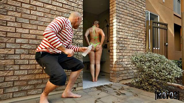 Outdoor Shower Shampoo Fun