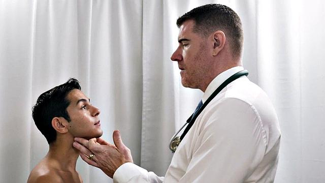 Petite twink gets fucked by doctor in infirmary after BJ