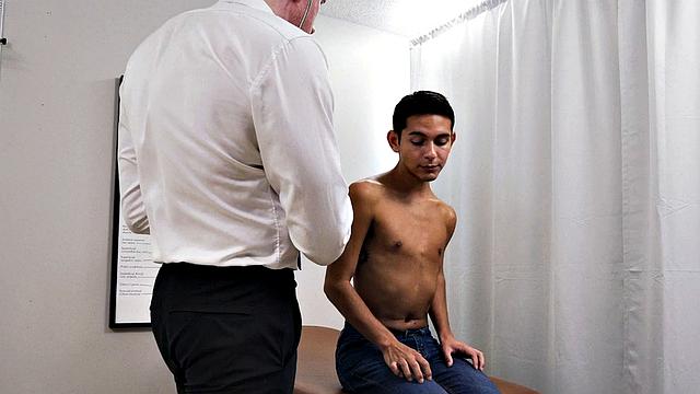 Petite twink gets fucked by doctor in infirmary after BJ