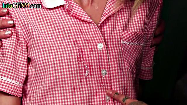 Hj loving sluts wanking lucky cock