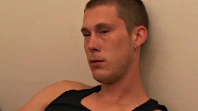 Horny Brent quickly strips down and begins some serious stroking. In thr meantime Lucky is in another room beating his meat. Brent works long and hard and finally squeezes out a nice load, while Lucky is on the other side of the wall.