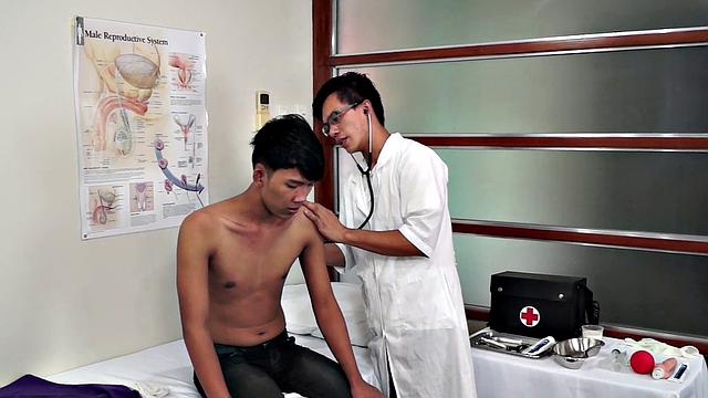 Asian twink fucked with toy and medical instruments by doctor