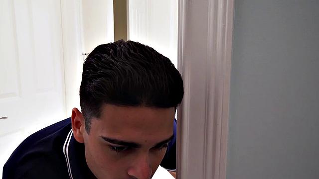 Stepson oils up his bald pussy & makes his busty stepmommy cum hard