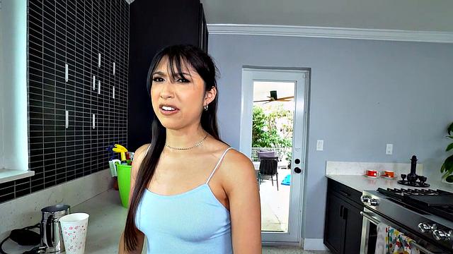 Cocksucking maid sucks and banged in her tight pussy for cash