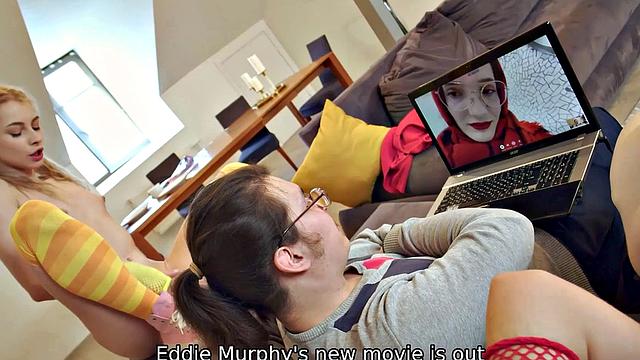 Three hot babes in lingerie, stockings, and glasses get kinky with pussy licking, pussy fingering, and glasses play in the living