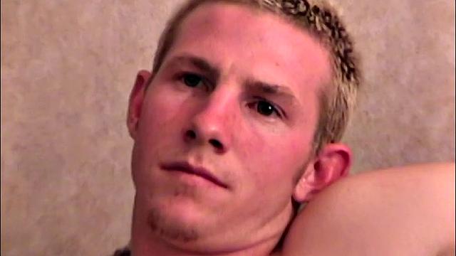 Jack is blessed with all-American boy next door good looks and we get to watch him beat off. On the sofa, he strips to his boxers and lets his stiff dick pop out of the fly.