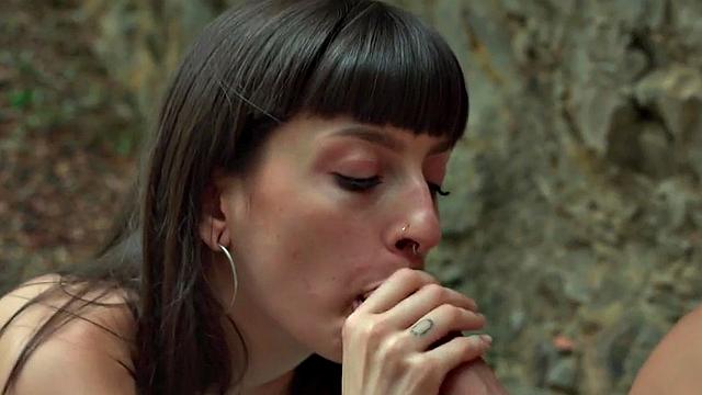 Dirty bikini slut pounded in hairy pussy outdoor