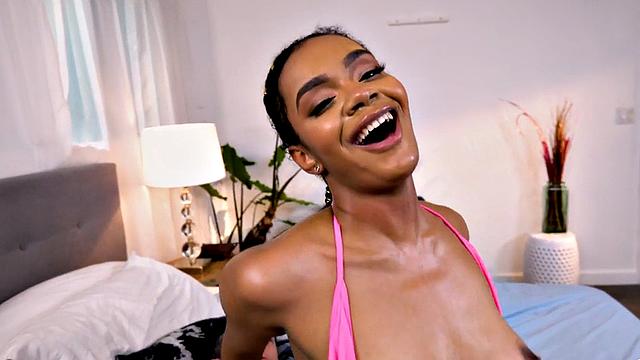 Black busty babe smashed by huge dick in wet hole