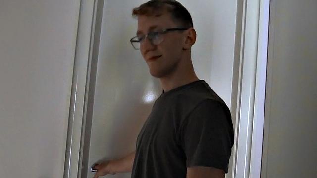 Blond twink from Europe goes gay with top for money