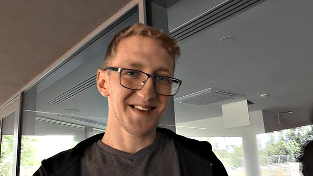 Blond twink from Europe goes gay with top for money