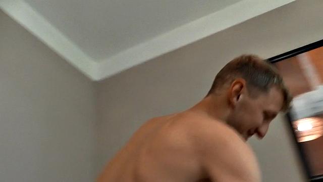 Blond twink from Europe goes gay with top for money