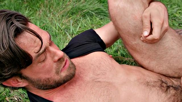 Blindfolded inked hunk gets pounded hard in car before getting drilled in doggystyle