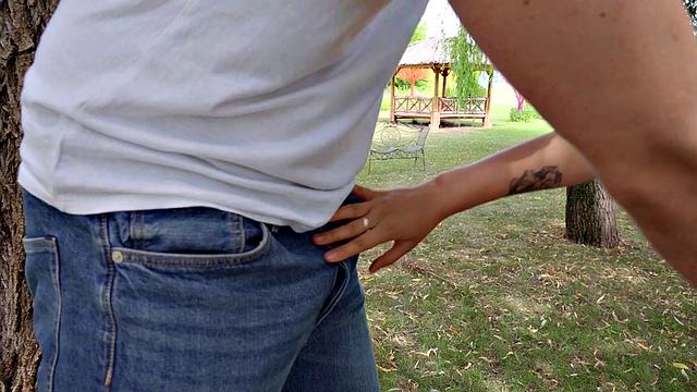 Brunette slut in pantyhose gets her throat fucked and ass drilled in POV