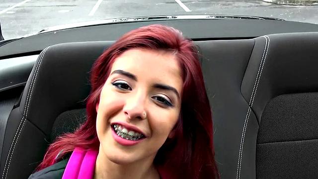 Redhead teen gets her petite pussy licked and squirts in a hot one-on-one action