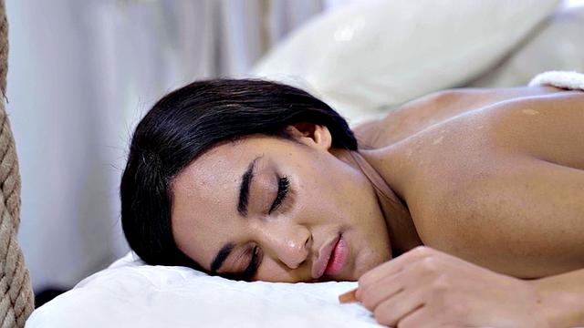 Massaging beauty fucked in missionary by nasty fucker