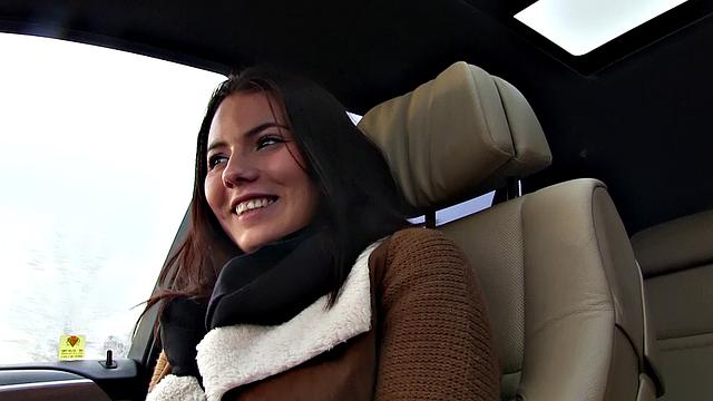 Hitchhiker with a nice ass gets her trimmed pussy licked and fucked hard