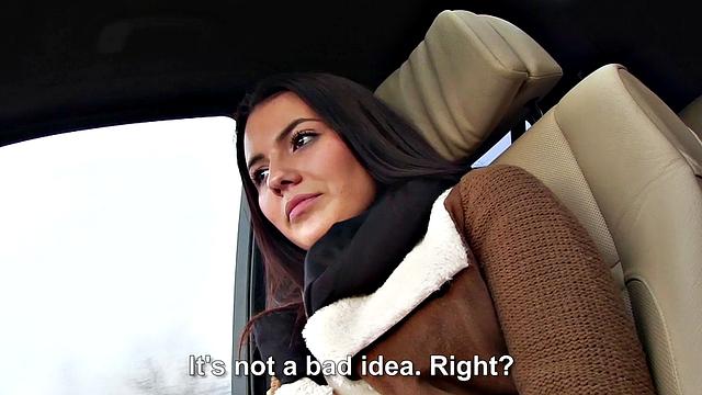 Hitchhiker with a nice ass gets her trimmed pussy licked and fucked hard