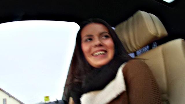 Hitchhiker with a nice ass gets her trimmed pussy licked and fucked hard