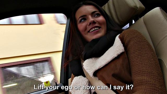 Hitchhiker with a nice ass gets her trimmed pussy licked and fucked hard