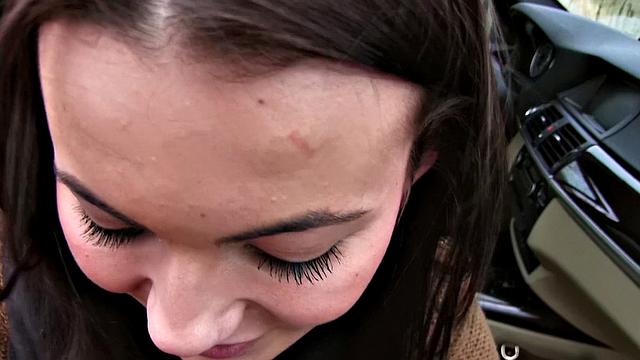 Hitchhiker with a nice ass gets her trimmed pussy licked and fucked hard