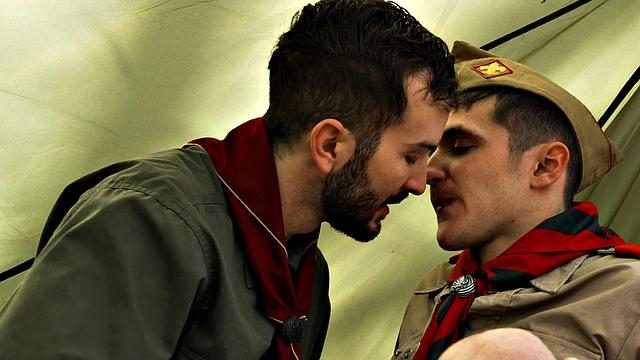 Elder scout barebacks twinks tight ass in tent