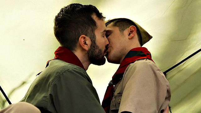 Elder scout barebacks twinks tight ass in tent