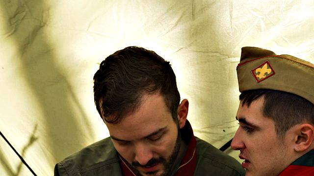 Elder scout barebacks twinks tight ass in tent