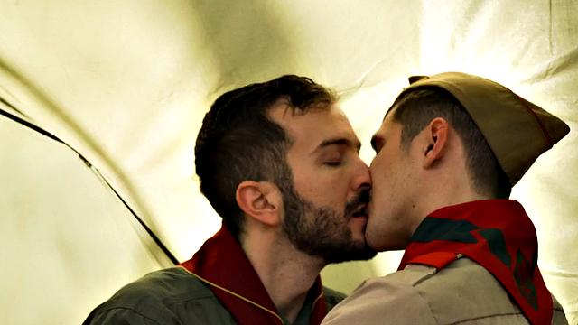 Elder scout barebacks twinks tight ass in tent