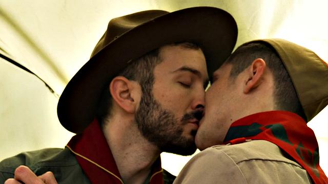 Elder scout barebacks twinks tight ass in tent