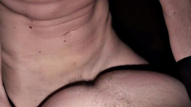 Leather jock gets fucked by BF in gay club after BJ