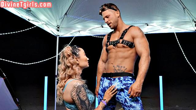 Tattooed trans doggypounded hard